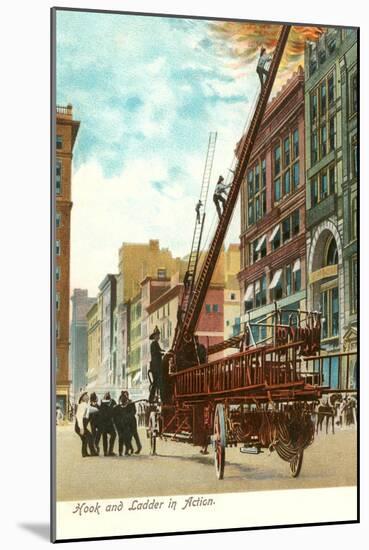 Hook and Ladder Company in Action-null-Mounted Art Print