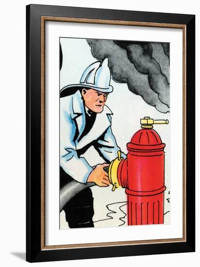 Hooking Up the Fire Hydrant-Julia Letheld Hahn-Framed Art Print