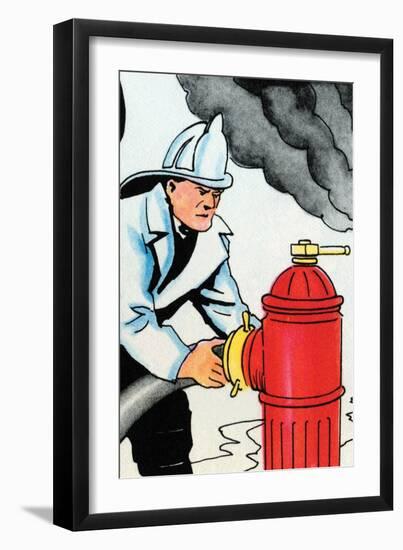 Hooking Up the Fire Hydrant-Julia Letheld Hahn-Framed Art Print