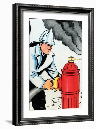 Hooking Up the Fire Hydrant-Julia Letheld Hahn-Framed Art Print