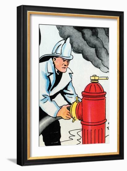 Hooking Up the Fire Hydrant-Julia Letheld Hahn-Framed Art Print