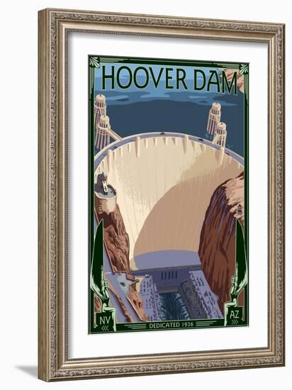 Hoover Dam Aerial-Lantern Press-Framed Art Print