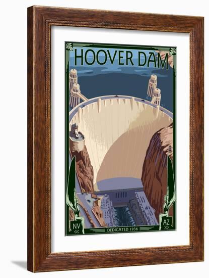 Hoover Dam Aerial-Lantern Press-Framed Art Print