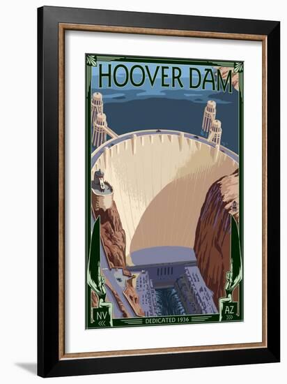 Hoover Dam Aerial-Lantern Press-Framed Art Print