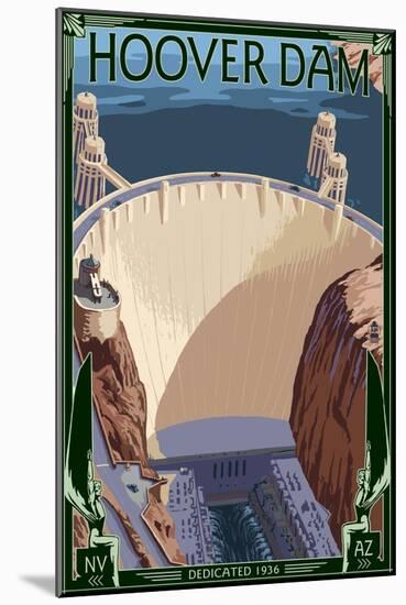 Hoover Dam Aerial-Lantern Press-Mounted Art Print