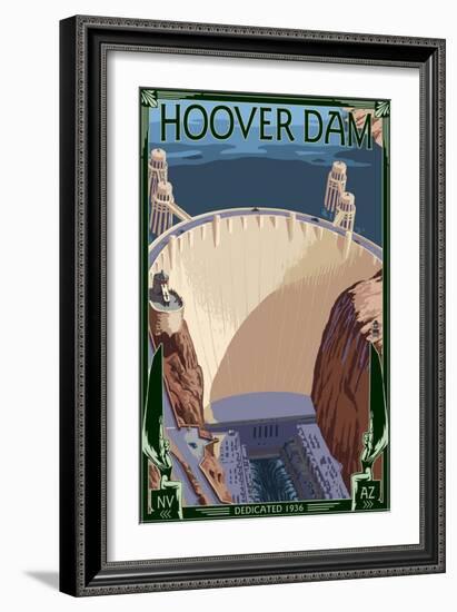 Hoover Dam Aerial-Lantern Press-Framed Art Print