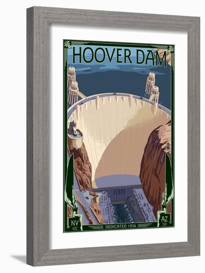 Hoover Dam Aerial-Lantern Press-Framed Premium Giclee Print