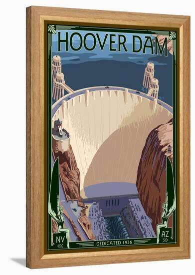 Hoover Dam Aerial-Lantern Press-Framed Stretched Canvas