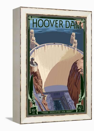 Hoover Dam Aerial-Lantern Press-Framed Stretched Canvas