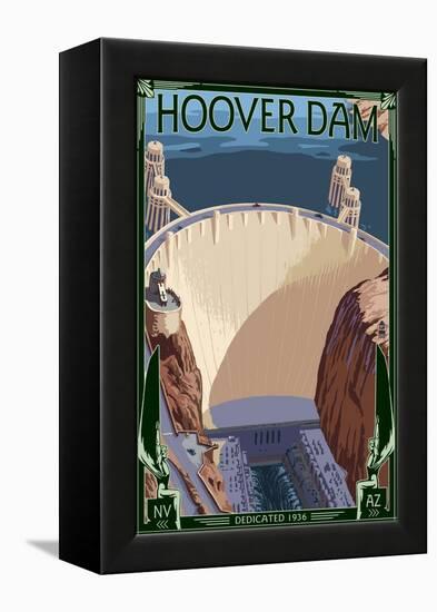 Hoover Dam Aerial-Lantern Press-Framed Stretched Canvas