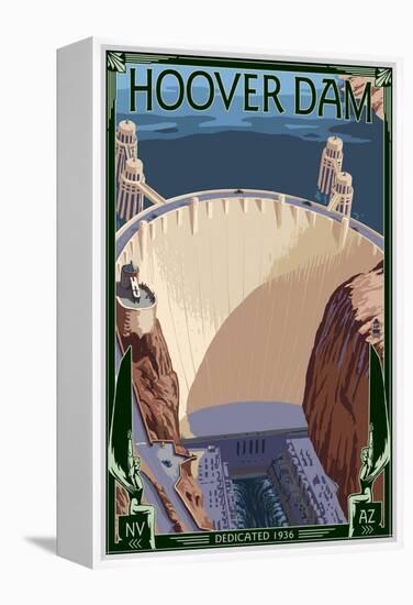 Hoover Dam Aerial-Lantern Press-Framed Stretched Canvas