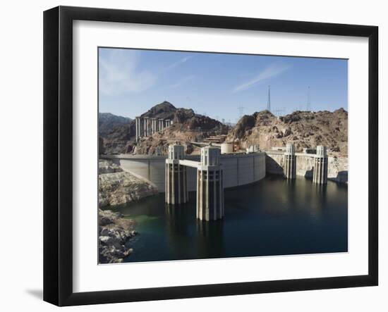 Hoover Dam on the Colorado River Forming the Border Between Arizona and Nevada, USA-Robert Harding-Framed Photographic Print