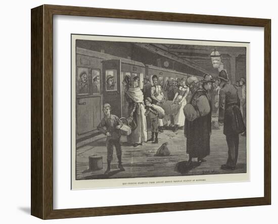 Hop-Pickers Starting from London Bridge Railway Station at Midnight-Enoch Ward-Framed Giclee Print