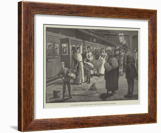 Hop-Pickers Starting from London Bridge Railway Station at Midnight-Enoch Ward-Framed Giclee Print