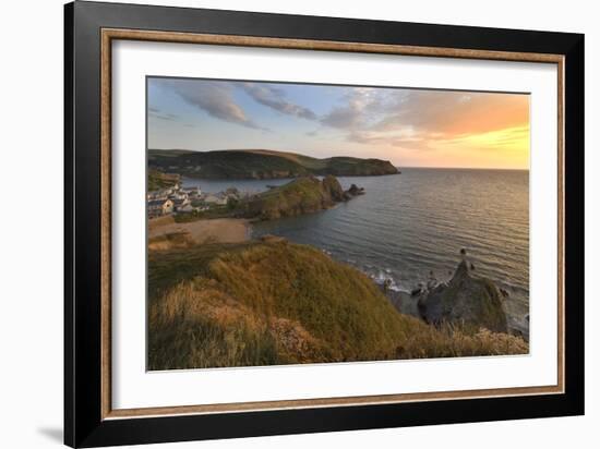 Hope Cove Devon coast at sunset-Charles Bowman-Framed Photographic Print