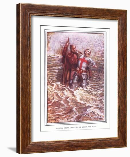 Hopeful Helps Christian to Cross the River-John Byam Liston Shaw-Framed Giclee Print