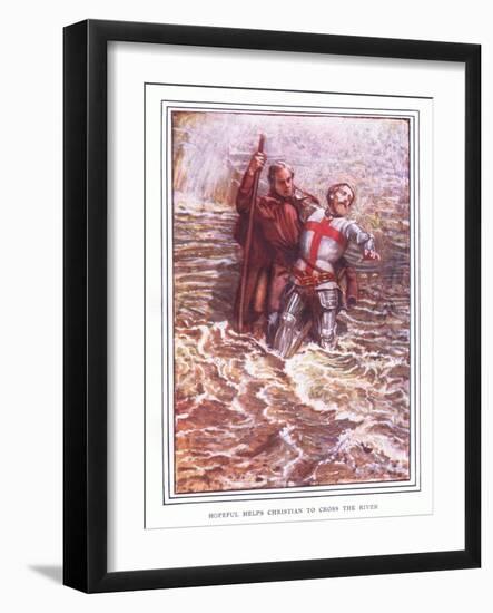 Hopeful Helps Christian to Cross the River-John Byam Liston Shaw-Framed Giclee Print