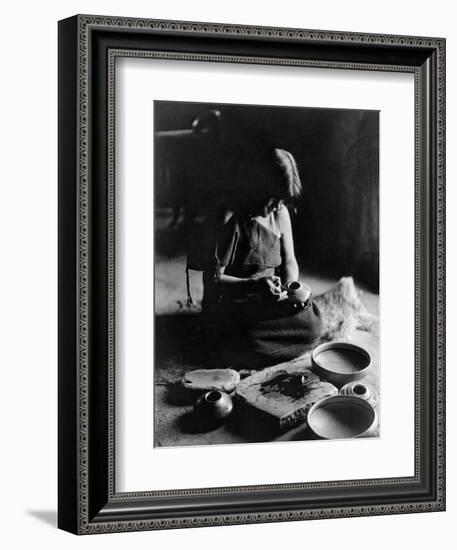 Hopi Potter, c1906-Edward S. Curtis-Framed Giclee Print