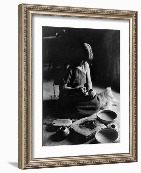 Hopi Potter, c1906-Edward S. Curtis-Framed Giclee Print