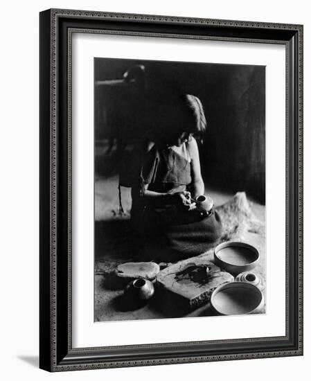 Hopi Potter, c1906-Edward S. Curtis-Framed Giclee Print