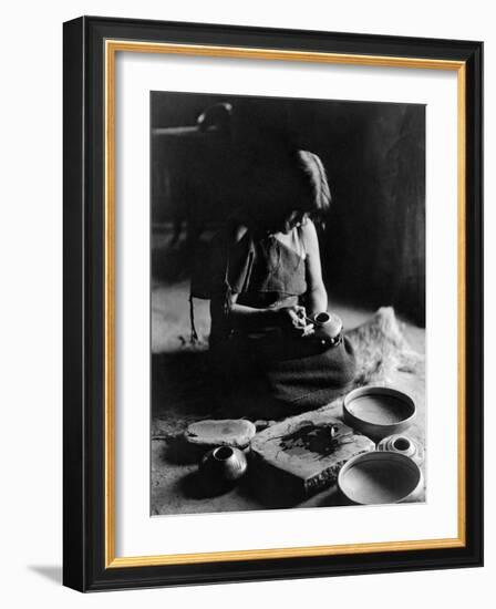 Hopi Potter, c1906-Edward S. Curtis-Framed Giclee Print