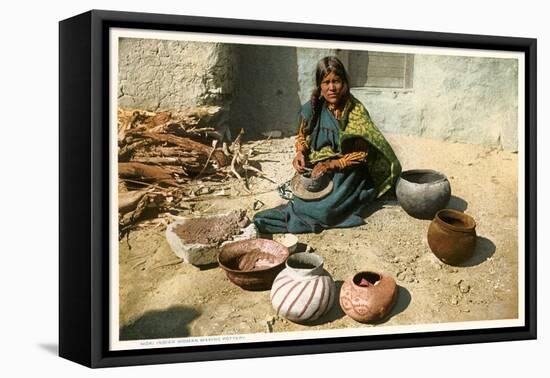 Hopi Woman Making Pottery-null-Framed Stretched Canvas