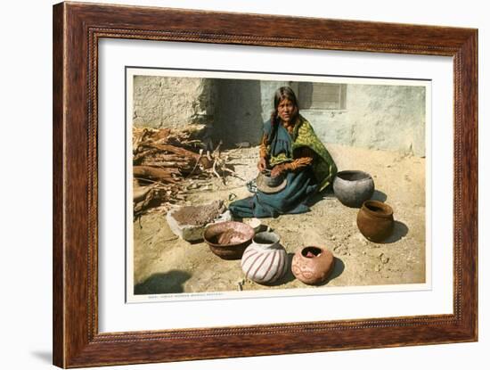 Hopi Woman Making Pottery-null-Framed Art Print