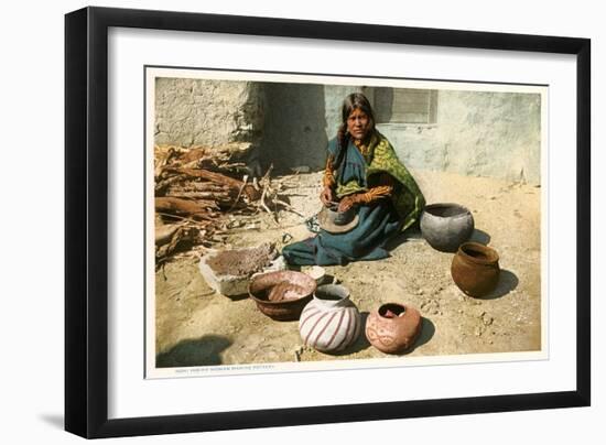 Hopi Woman Making Pottery-null-Framed Art Print