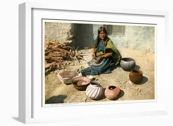 Hopi Woman Making Pottery-null-Framed Art Print