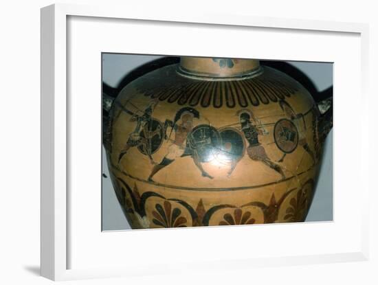 Hoplites Fighting, detail of a Greek pot, (Hydria), c530-510 BC-Unknown-Framed Giclee Print