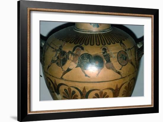 Hoplites Fighting, detail of a Greek pot, (Hydria), c530-510 BC-Unknown-Framed Giclee Print