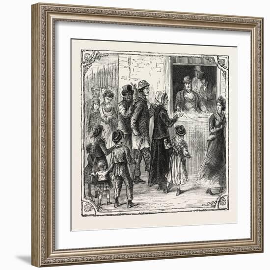 Hops and Hop Pickers, in a Kentish Hop Garden, Kent, England, Pay Day, 1876, Uk-null-Framed Giclee Print