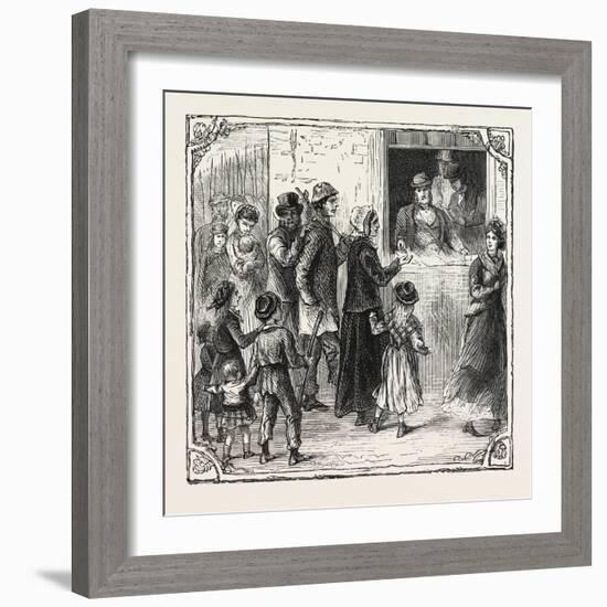 Hops and Hop Pickers, in a Kentish Hop Garden, Kent, England, Pay Day, 1876, Uk-null-Framed Giclee Print