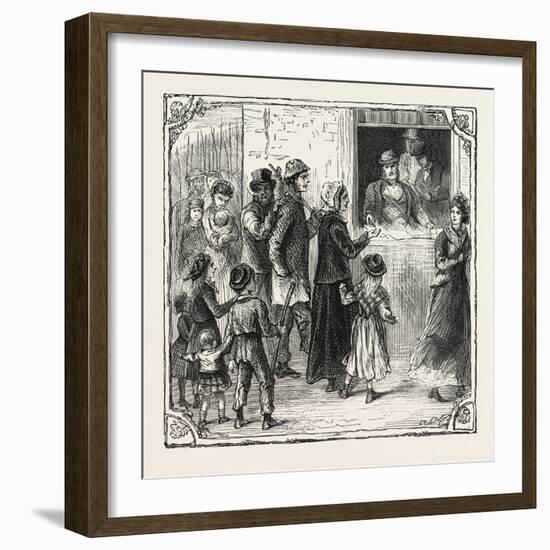 Hops and Hop Pickers, in a Kentish Hop Garden, Kent, England, Pay Day, 1876, Uk-null-Framed Giclee Print