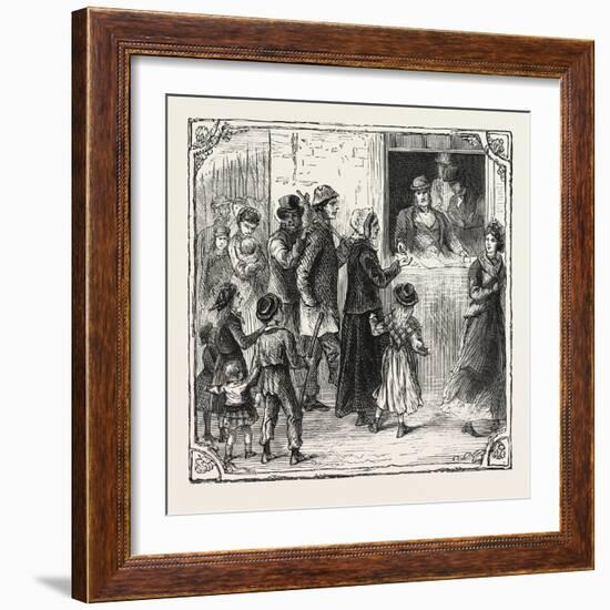 Hops and Hop Pickers, in a Kentish Hop Garden, Kent, England, Pay Day, 1876, Uk-null-Framed Giclee Print