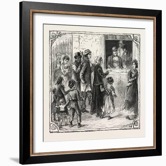 Hops and Hop Pickers, in a Kentish Hop Garden, Kent, England, Pay Day, 1876, Uk-null-Framed Giclee Print