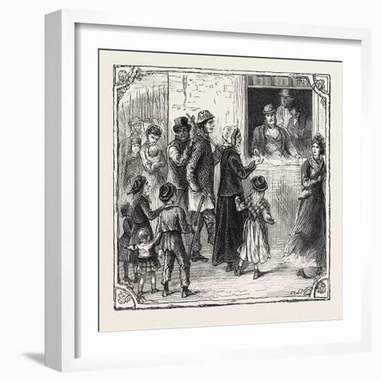 Hops and Hop Pickers, in a Kentish Hop Garden, Kent, England, Pay Day, 1876, Uk-null-Framed Giclee Print