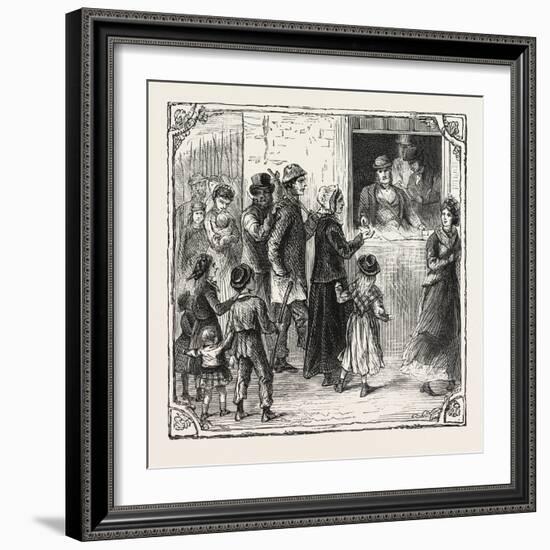 Hops and Hop Pickers, in a Kentish Hop Garden, Kent, England, Pay Day, 1876, Uk-null-Framed Giclee Print