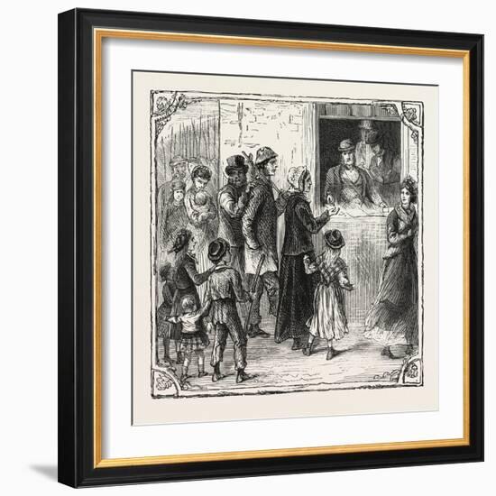 Hops and Hop Pickers, in a Kentish Hop Garden, Kent, England, Pay Day, 1876, Uk-null-Framed Giclee Print