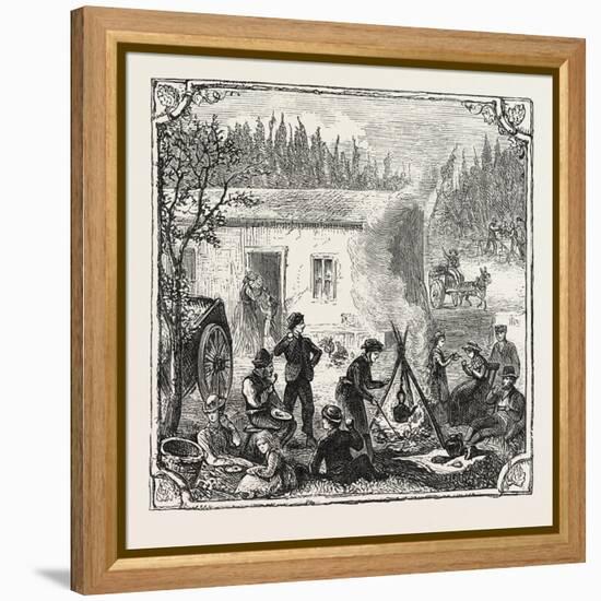 Hops and Hop Pickers, in a Kentish Hop Garden, Kent, England, the Temporary Home, 1876, Uk-null-Framed Premier Image Canvas