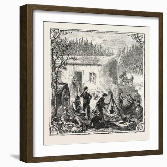 Hops and Hop Pickers, in a Kentish Hop Garden, Kent, England, the Temporary Home, 1876, Uk-null-Framed Giclee Print