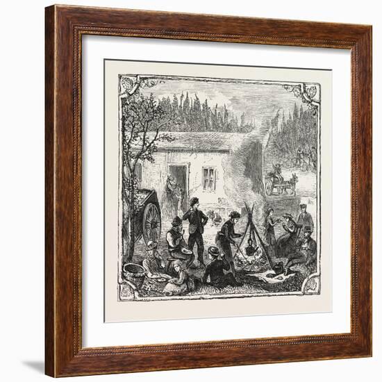 Hops and Hop Pickers, in a Kentish Hop Garden, Kent, England, the Temporary Home, 1876, Uk-null-Framed Giclee Print