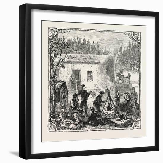 Hops and Hop Pickers, in a Kentish Hop Garden, Kent, England, the Temporary Home, 1876, Uk-null-Framed Giclee Print