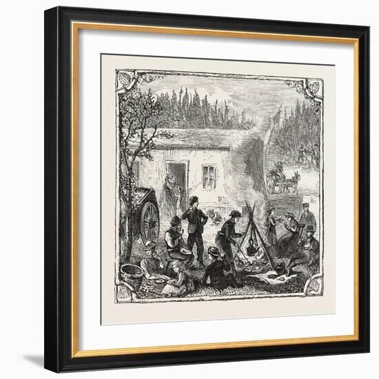 Hops and Hop Pickers, in a Kentish Hop Garden, Kent, England, the Temporary Home, 1876, Uk-null-Framed Giclee Print