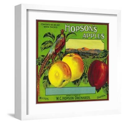 Milton Oregon Hopson's Apple Apples Fruit Crate Label Vintage Art Print 