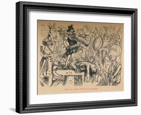 'Horatius Cocles Defending the Bridge', 1852-John Leech-Framed Giclee Print