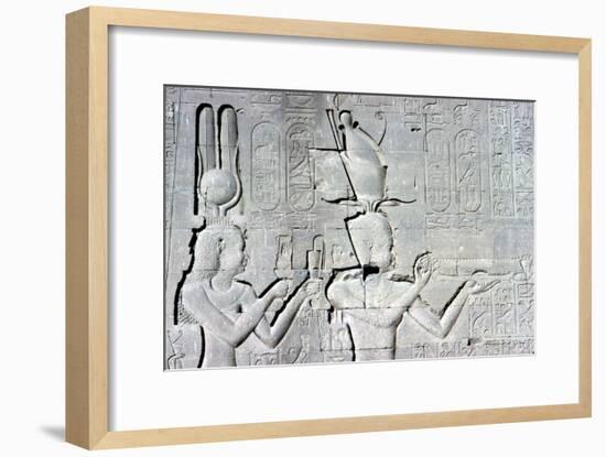 Horizontal detail of a relief of Cleopatra and Caesarion ,Temple of Hathor, c125 BC - c60 AD-Unknown-Framed Giclee Print