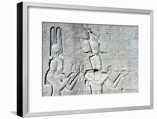 Horizontal detail of a relief of Cleopatra and Caesarion ,Temple of Hathor, c125 BC - c60 AD-Unknown-Framed Giclee Print