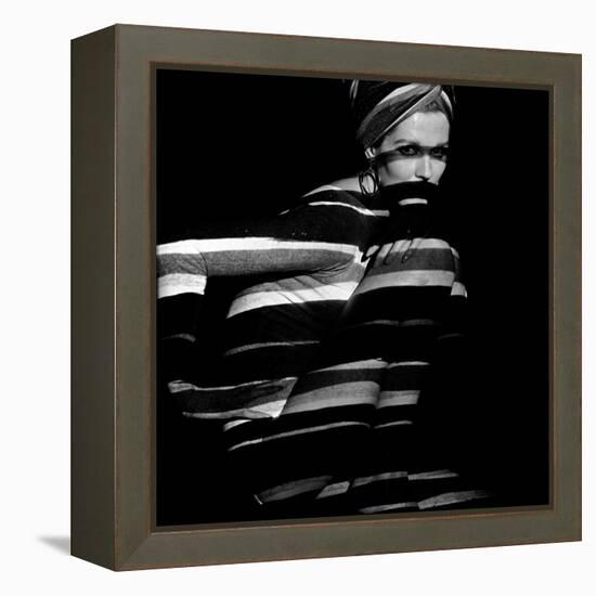 Horizontal Stripe Projection on Model, 1960s-John French-Framed Premier Image Canvas