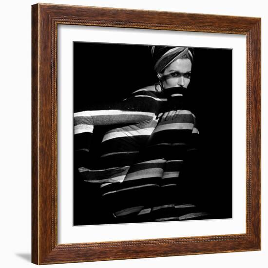 Horizontal Stripe Projection on Model, 1960s-John French-Framed Giclee Print